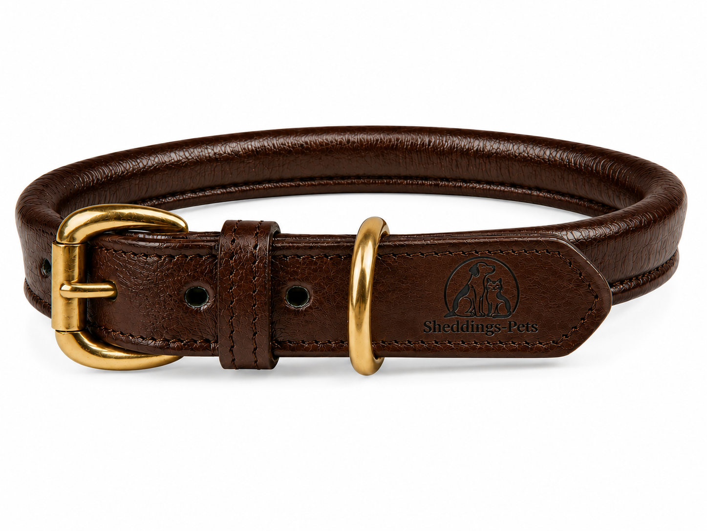 Sheddings Pets Round Leather Pet Collar