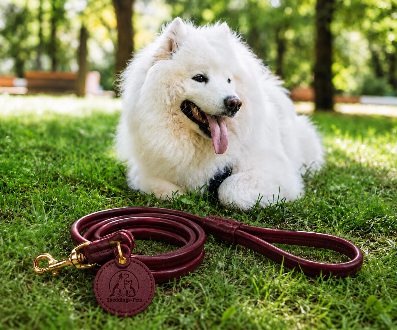 Sheddings Pets Round Leather Slip Dog Leash - Image 2