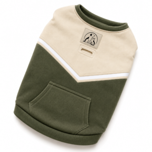 Pet Pantry Color Block Dog Sweatshirt – Soft Pullover Pet Jumper with Pocket, Olive Green & Cream