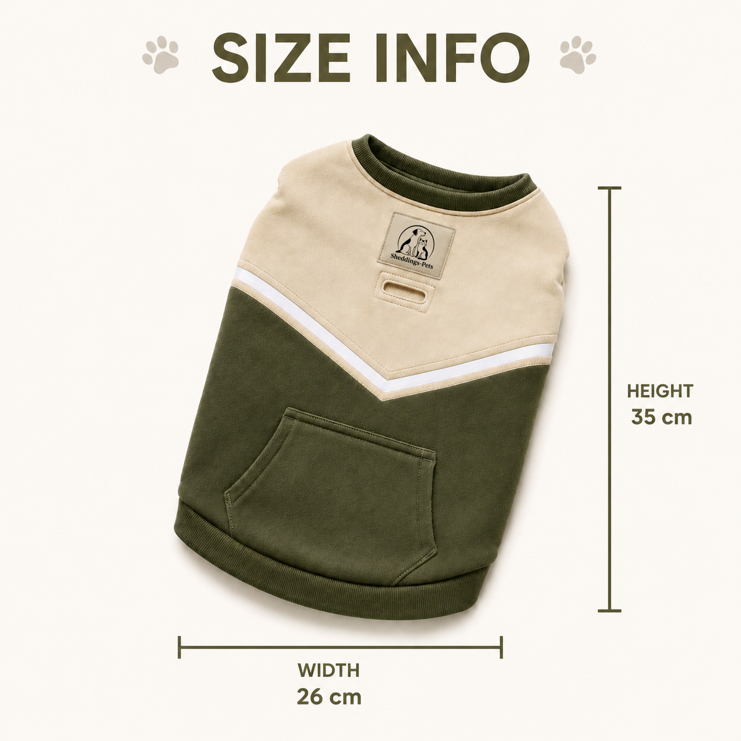 Pet Pantry Color Block Dog Sweatshirt – Soft Pullover Pet Jumper with Pocket, Olive Green & Cream - Image 4