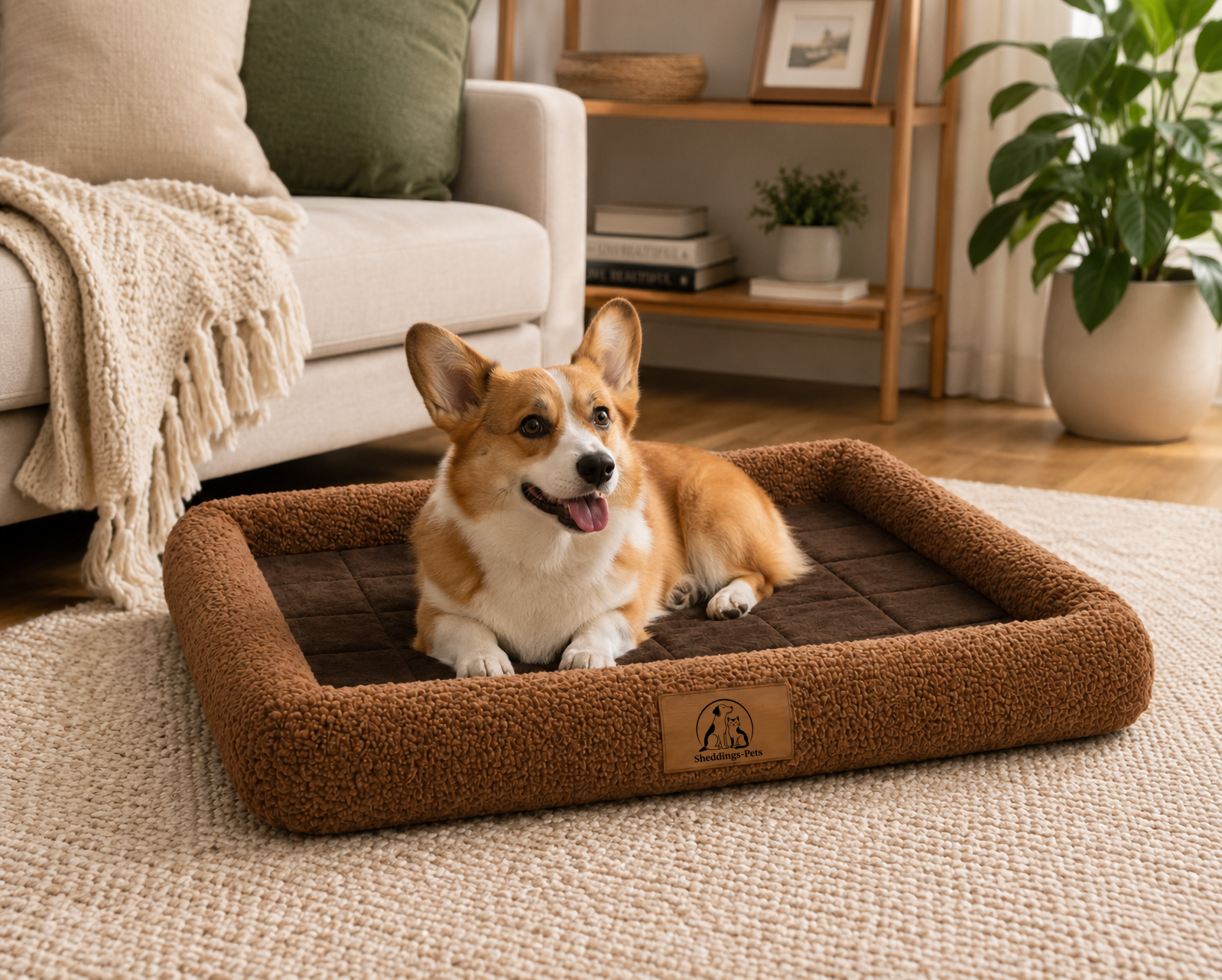 Pet Pantry Plush Orthopedic Pet Bed – Soft Raised Edge Dog & Cat Bed, Brown - Image 2