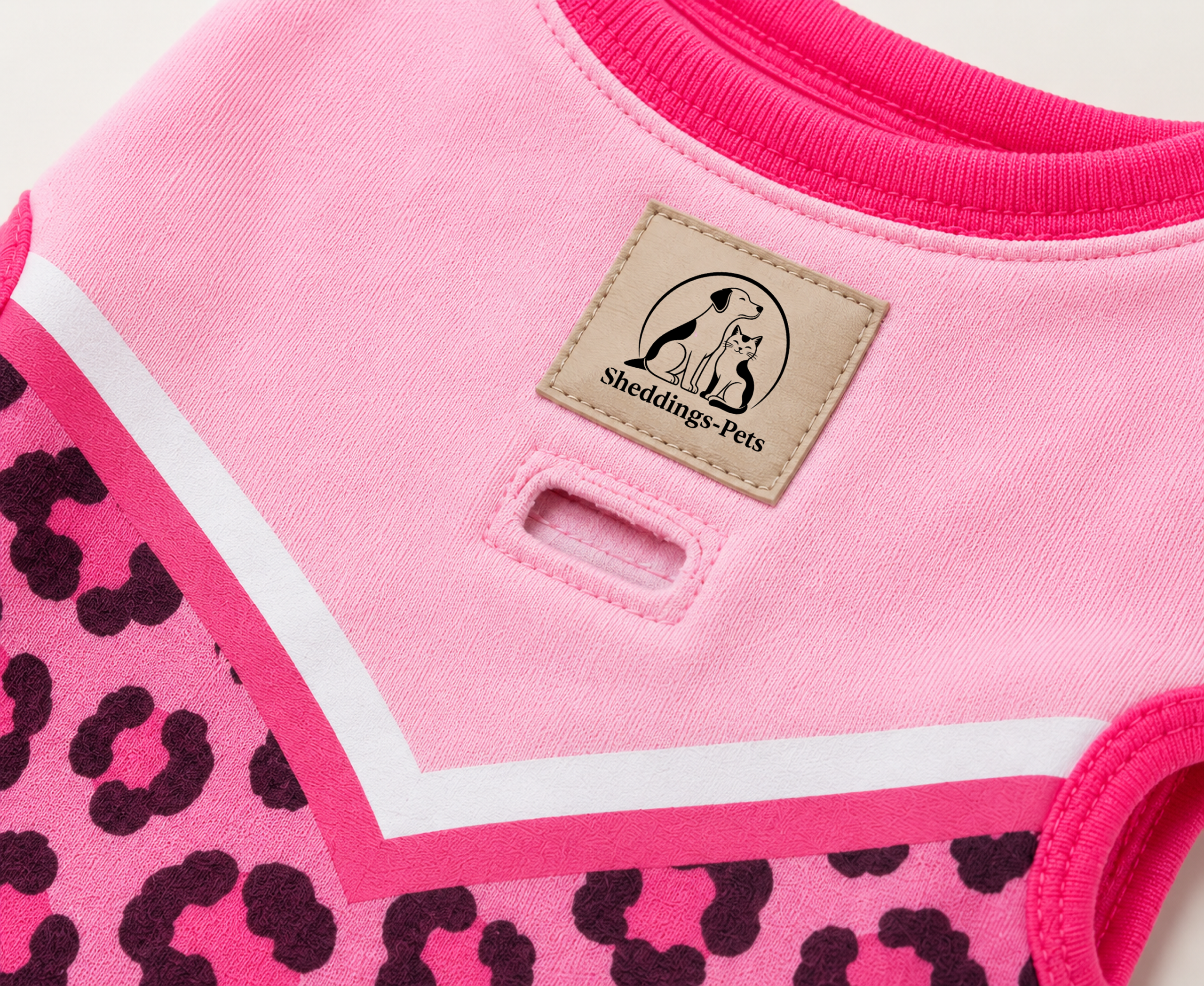 Pet Pantry Pink Leopard Print Dog Tank Top – Soft Sleeveless Pet Shirt with Leash Access - Image 3