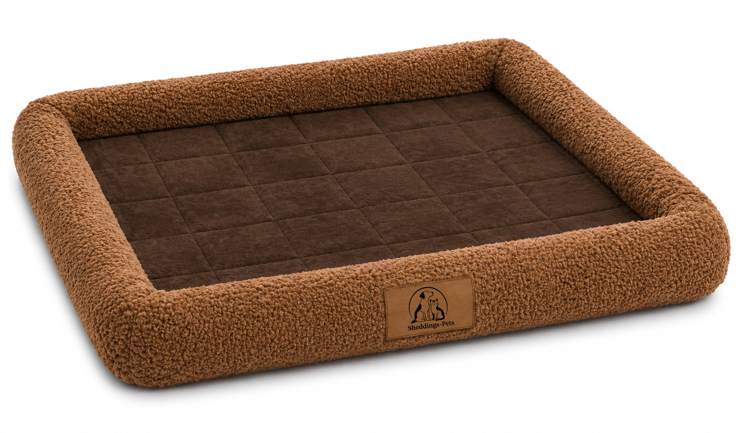 Pet Pantry Plush Orthopedic Pet Bed – Soft Raised Edge Dog & Cat Bed, Brown