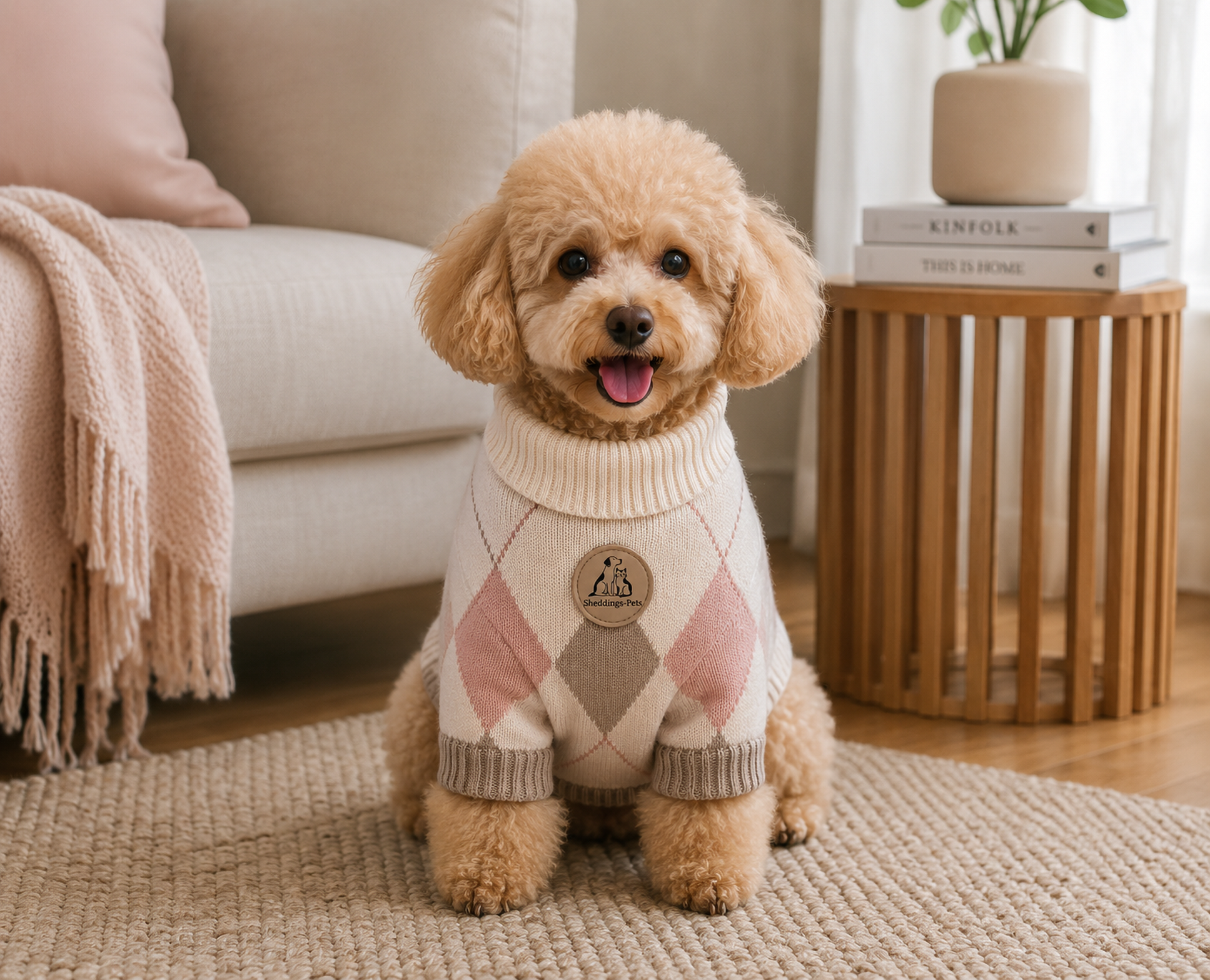 Pet Pantry Argyle Knit Pet Sweater – Soft Turtleneck Sweater for Dogs & Cats - Image 2