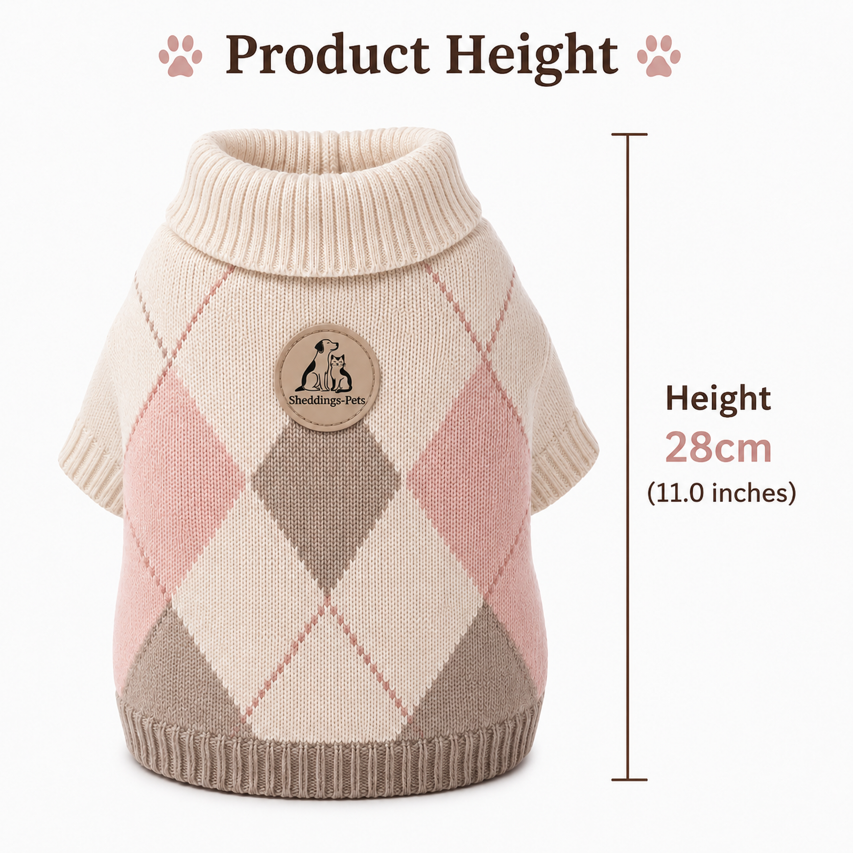 Pet Pantry Argyle Knit Pet Sweater – Soft Turtleneck Sweater for Dogs & Cats - Image 4
