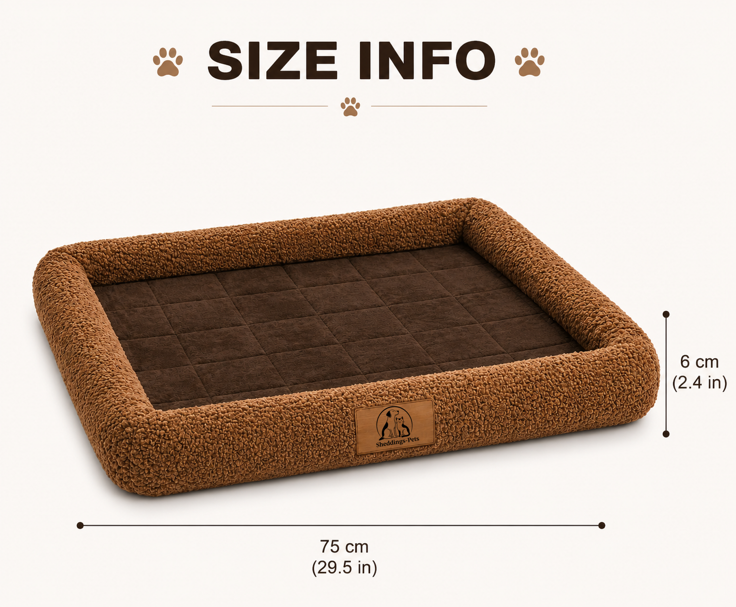 Pet Pantry Plush Orthopedic Pet Bed – Soft Raised Edge Dog & Cat Bed, Brown - Image 4