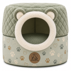 Pet Pantry Cozy Covered Pet Cave Bed – Soft Enclosed Dog & Cat House, Sage Green