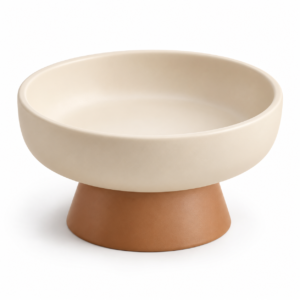 Raised Pedestal Pet Feeding Bowl with Wide Round Dish