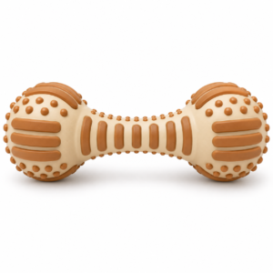 Textured Dumbbell-Shaped Dog Chew Toy with Raised Ridges